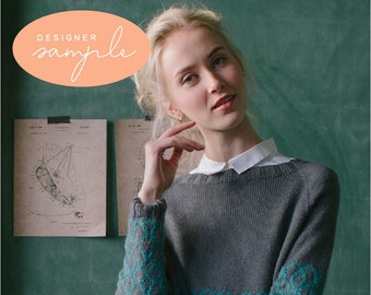 Women's Color Work Sweater, Hand Knitted, Designer Sample,