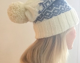 KNITTING PATTERN PDF, Hay Bay Hat, Unisex, Fair Isle Toque, Easy stranded color work