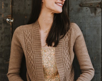 KNITTING PATTERN, PDF, Skim Cardigan, Cardigan pattern, women's saddle shoulder cardigan