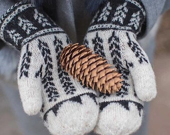 KNITTING PATTERN, PDF, stranded color work mittens, lined, fingering weight