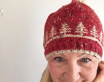 PATRÓN DE TEJIDO, PDF, True North Hat, peso dk, gorro de isla justa fácil