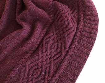 KNITTING PATTERN, PDF, Garnet Wrap, dk weight, easy cabled wrap or throw