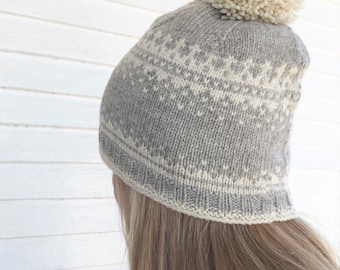 KNITTING PATTERN PDF, Sackets Harbor Hat, Easy Stranded Knitting, Worsted Weight