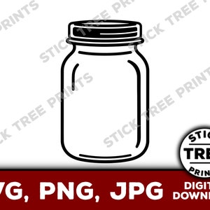 Mason Jar SVG - pot Mason png, clipart de pot Mason, vecteur de pot Mason, fichier de coupe de pot Mason, fichier de coupe de pot, mise en conserve svg, png de mise en conserve, pour cricut