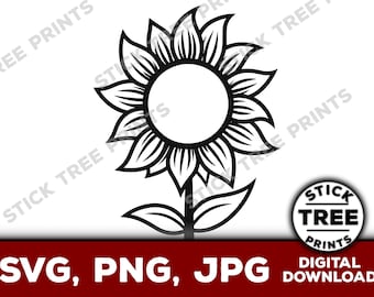 Sunflower SVG - Sunflower vector, sunflower png, flower clip art, vectorized flower, sunflower clip art, sunflower cut file, flower line art