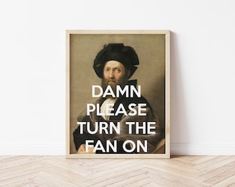 Turn the fan on - funny bathroom print, funny renaissance painting, funny renaissance print, funny bathroom art, funny bathroom poster