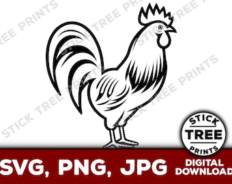 Rooster SVG - rooster vector, rooster png, chicken svg, chicken png, chicken clip art, chicken cut file, chicken vinyl, hen svg, hen png