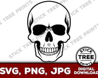 Skull SVG - skull png, skull clip art, skull vector, skull cut file, simple black and white skull image for projects, cartoon skull png
