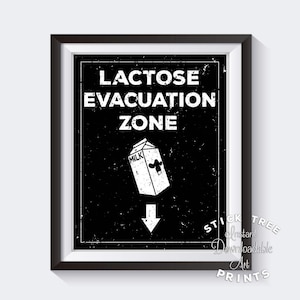 Lactose Evacuation Zone - Funny Bathroom Digital Print, Bathroom Wall Art, Bathroom Prints, Minimalist Bathroom Print, Funny Bathroom Print
