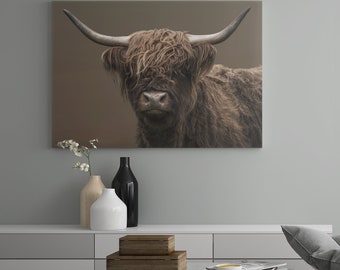 Highland Kuh Druck - Highland Kuh Druck Kunst, Highland Kuh Dekor, Highland Kuh Wandbehang, Highland Kuh Farm Druck, haarige Kuh Druck