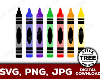 Crayon SVG and PNG bundle - back to school SVG set, crayons clip art, customizable color crayons, crayon svg, crayon svg file for cricut