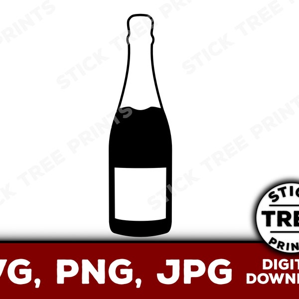 Champagne bottle SVG - champagne bottle image for cricut, wine bottle svg, wine clip art, vector file