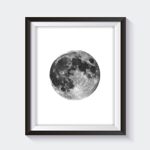 Moon Print - black and white moon art, nursery print art, boys nursery decor, girls nursery decor, minimalist nursery print, baby print art