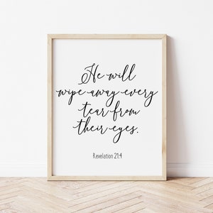 Revelation 21:4 print, bible verse print art, christian wall art