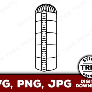 Silo SVG - clip art de silo, silo png, vector de silo, archivo de corte de silo, silo de granja SVG, silo de granja PNG, clip art de silo de granja, silo para Cricut