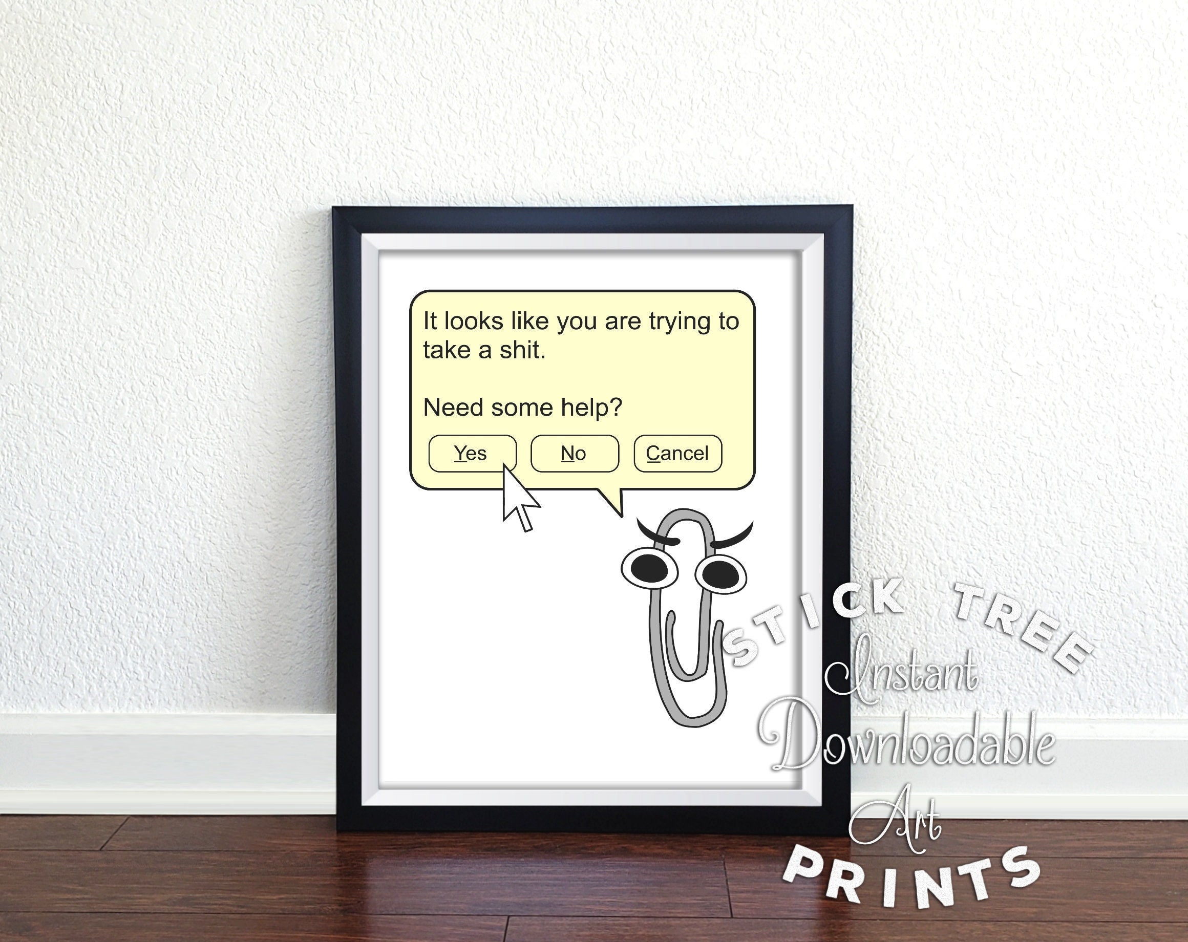 Paperclip digital bathroom assistant funny bathroom wall Etsy