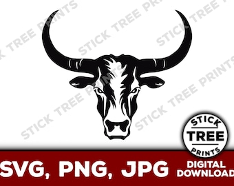 Longhorn SVG - texas longhorn png, longhorn bull clip art, longhorn vector image, bull svg, cow clip art, longhorn cut file for cricut