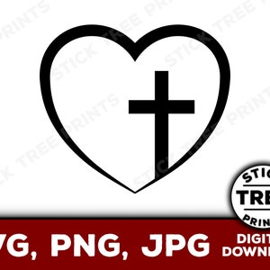 Heart and Cross SVG - heart and cross clip art, heart and cross vector, heart and cross png, christian heart svg, christian heart vector