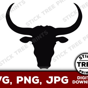 Longhorn silhouette SVG - longhorn bull svg, longhorn png, longhorn bull cut file, longhorn vector image for cricut