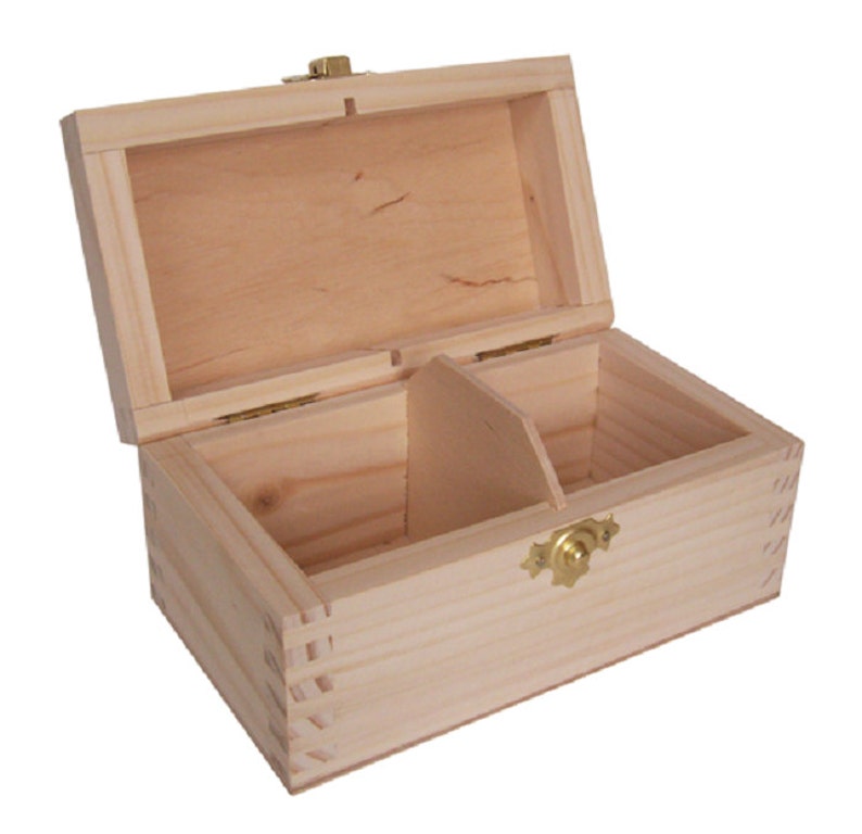 Plain Wooden Tea Box Two Compartment Removable Dividers Etsy UK