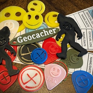 Geocache Swag sampler bag, filled with swag, stickers, 30+ items by tamis2go