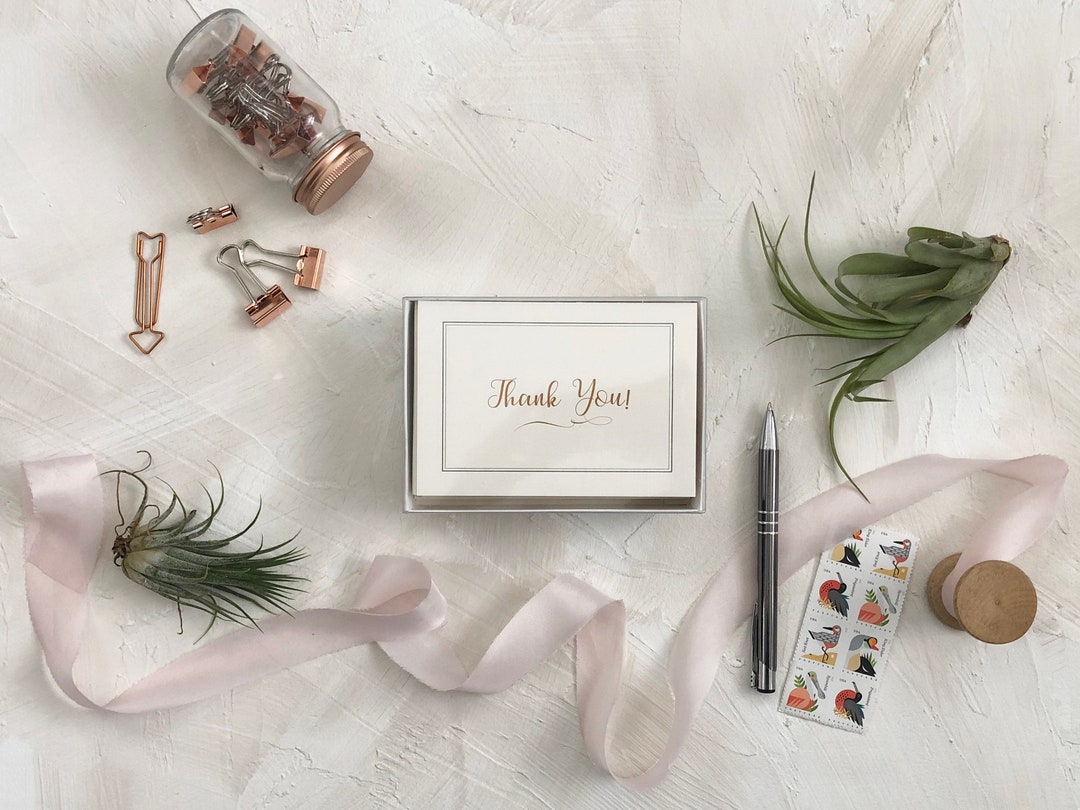 Gold Border Thank You Card Pack Set of 10 Thank You Notes - Etsy