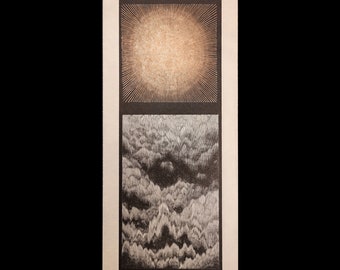 Original woodblock print "Nebulosa" by Ulisses Lociks