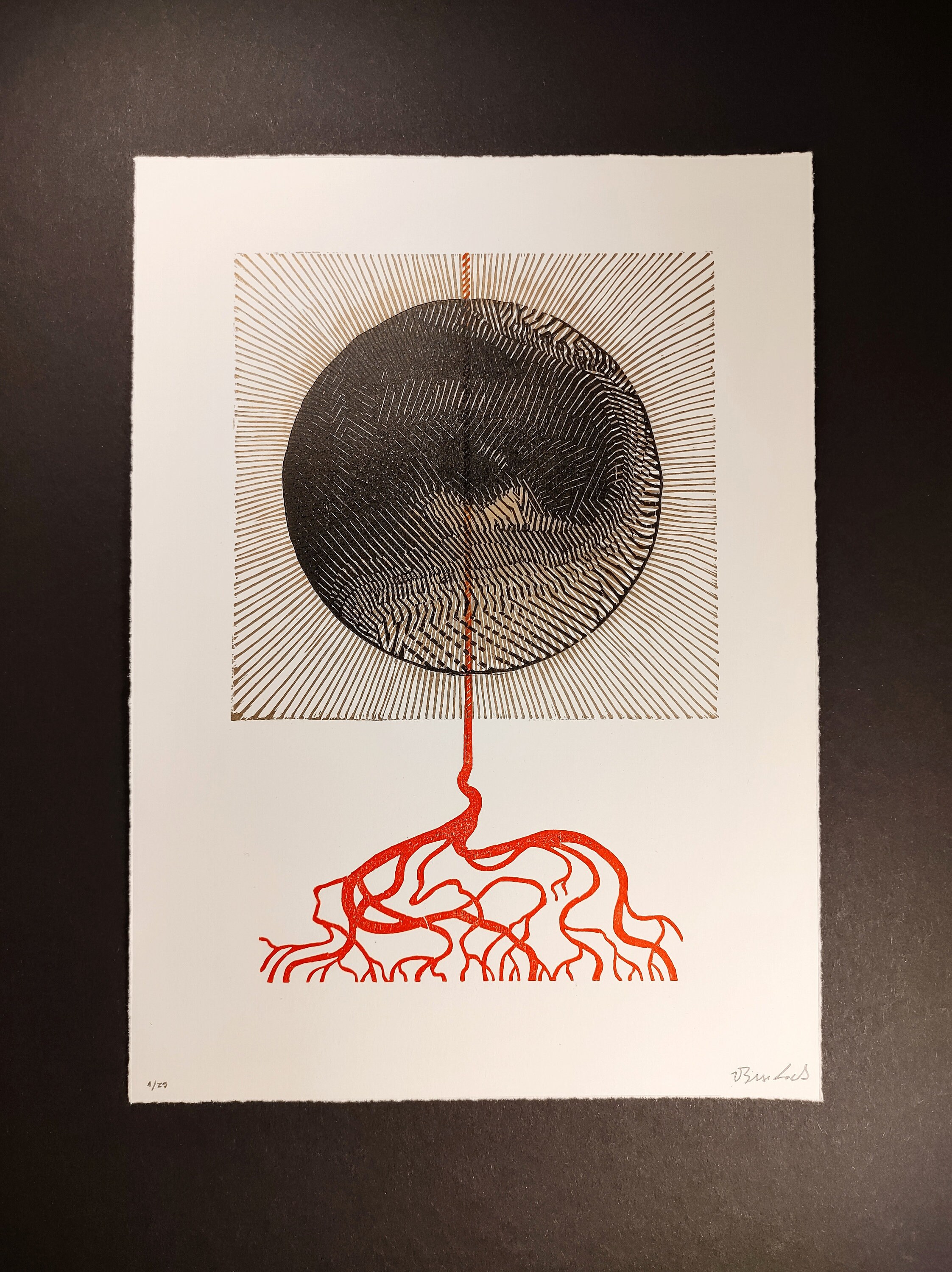 大人気新品 ハクマキ木版画希少抽象表現主義HAKU MAKI Original 1972 機敏 絵画