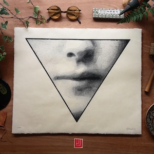 Original Woodcut by Ulisses Lociks - &quot;New Intimacy&quot;