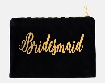 Bridesmaid Makeup Bag,Bridesmaid Cosmetic Bag, Bridal Party Gift, Bridesmaid Giftbag, Wedding Cosmetic Purse