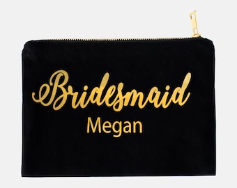 Personalized Bridesmaid Makeup Bag,Bridesmaid Cosmetic Bag, Bridal Party Gift, Bridesmaid Giftbag, Wedding Cosmetic Purse