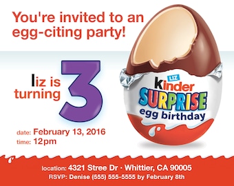 Kinder Egg Surprise Birthday Invite