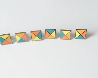 Bright Stud enamel pin, board filler pin, colourful geometric enamel pin, small square cute hard enamel pin, geometric badge, 15 mm pin