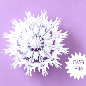 3D Schneeflocke SVG-Datei, 3D Papier Schneeflocke SVG, Winter Papierkraft, Weihnachtsdekor SVG-Datei
