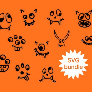 Monster faces SVG bundle, 11 Halloween faces, SVG Halloween faces, cute monsters svg set