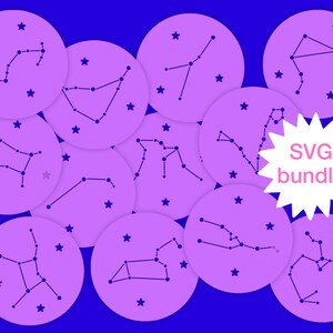 Lot de signes du zodiaque SVG, pochoir horoscope SVG, constellation SVG, lot de svg astronomie