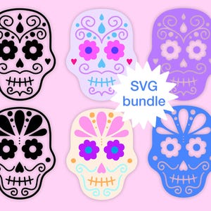 Sugar Skulls SVG bundle, Halloween SVG files, Day of the Dead cut files, tshirt svg with skulls