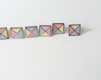 Pastel Stud enamel pin, board filler pin, small pastel geometric enamel pin, cute hard enamel pin, square pin badge 15 mm