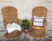 SHIPPING NOT FREE Set of 2Vintage Rattan Peacock Chairs Wedding Chairs Baby Shower Chairs
