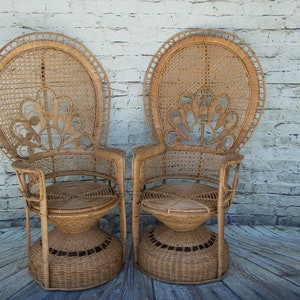 Set of 2 Vintage Ornate Peacock Chairs (King and Queen) Excellent Vintage condition!!!