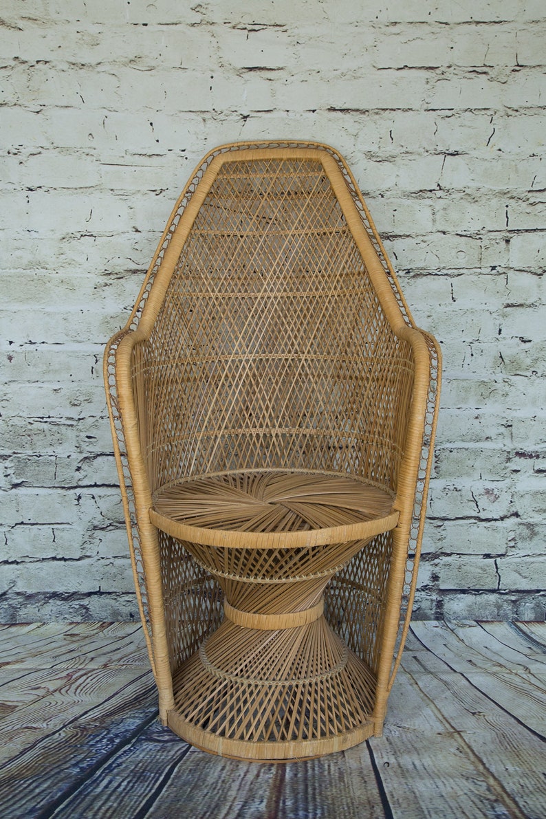 VintageMedium Size Wicker Peacock Chair image 2