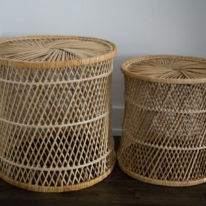 Set of 2 Vintage Rattan Accent Tables/ Plant Stands/ Night stands/ End Tables image 5