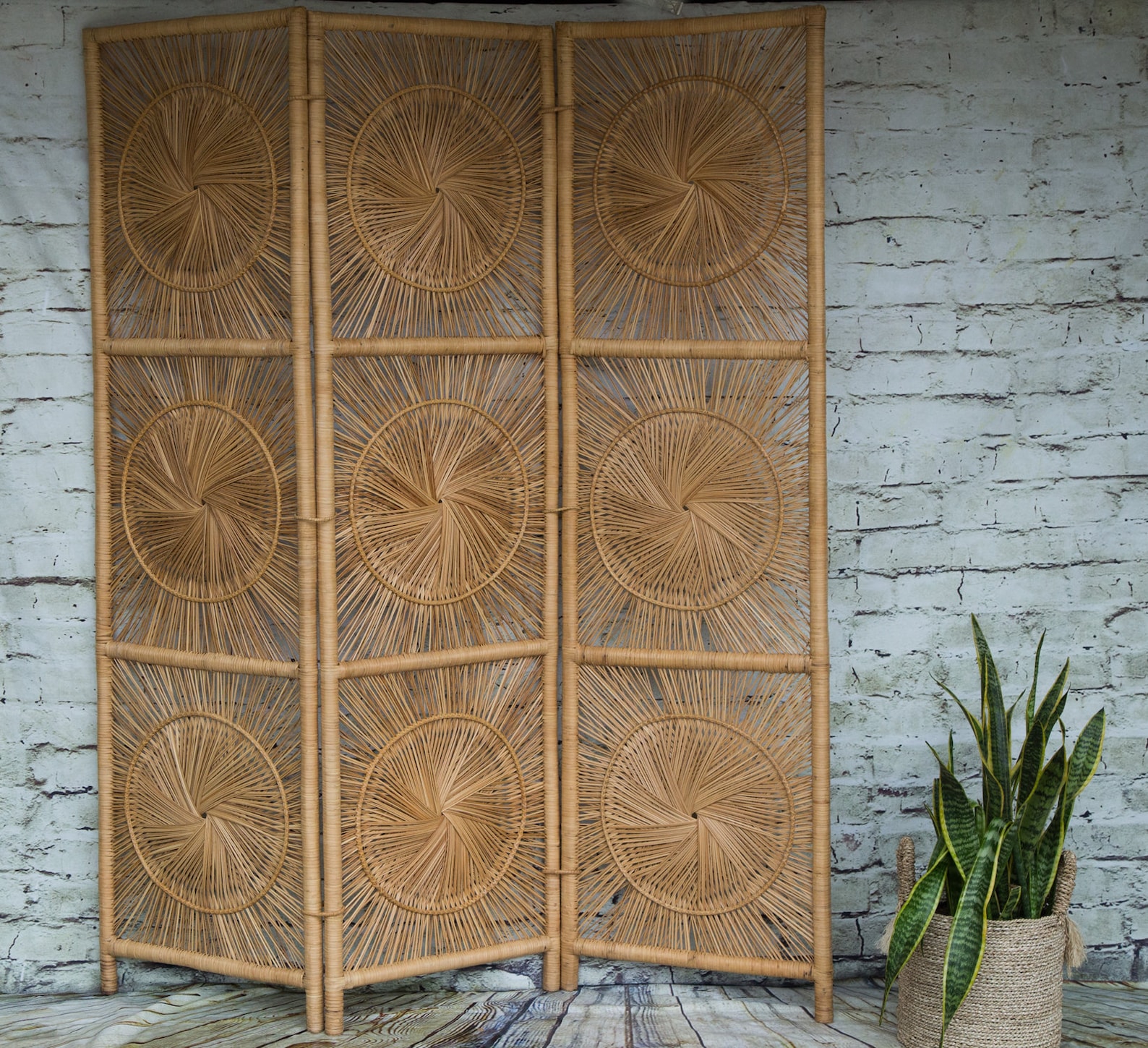 Vintage Wicker Sunburst Room Divider/sunburst Screen/ Etsy