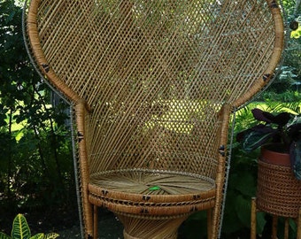Peacock Chair Wicker Boho Decor Bamboo Rattan Eclectic, WorldofWicker, LOCAL P/U Prospect Heights, Il (Chicago area) or Your Shipper.