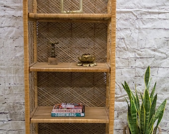 Vintage Wicker Bookshelf with removable shelves