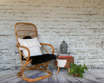 Vintage Modern Bamboo Rocking Chair Franco Albini Style/Armchair/Bentwood Rocker
