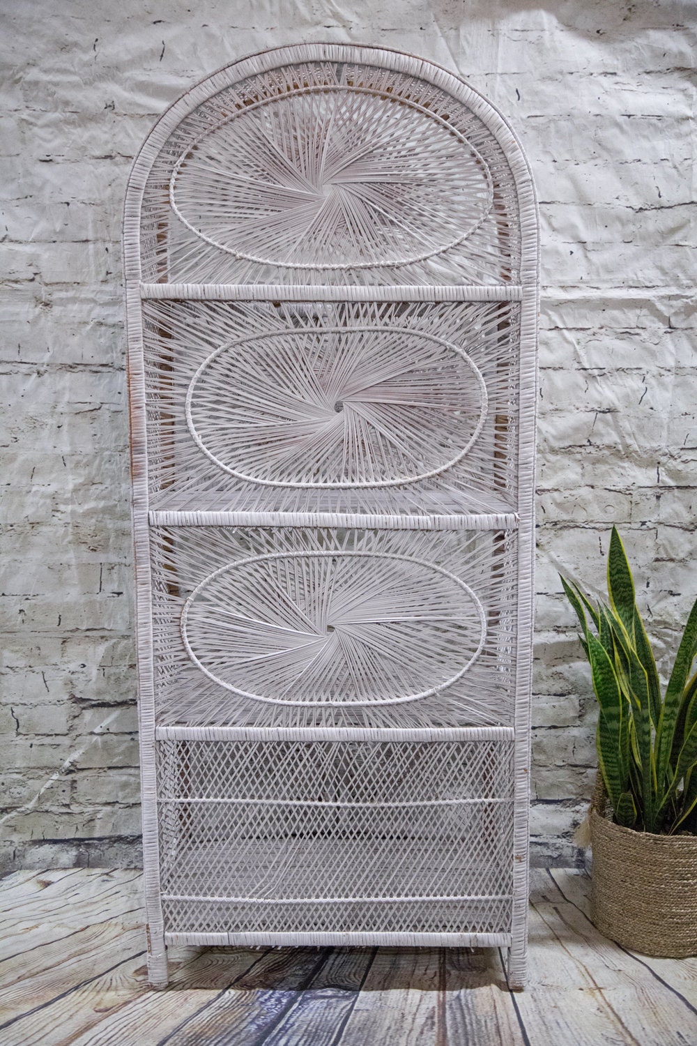 Vintage Rattan Sunburst /wicker Hutch/etagere/need Etsy