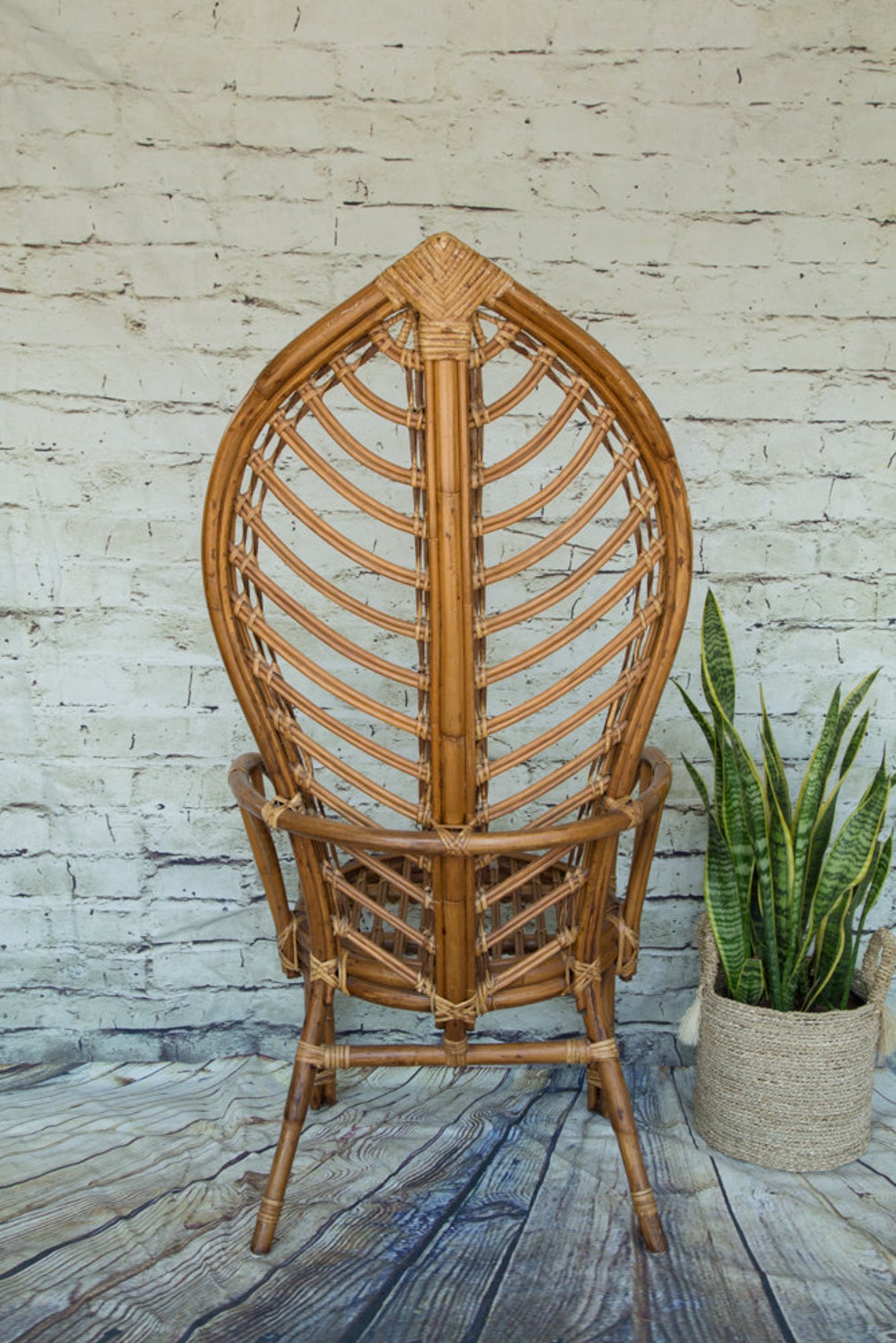 Vintage Island Style Bamboo/rattan High Back Leaf Chair - Etsy