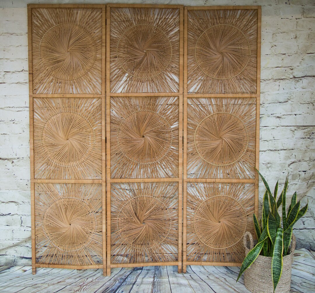 Vintage Wicker Sunburst Room Divider/sunburst Screen/ Etsy UK