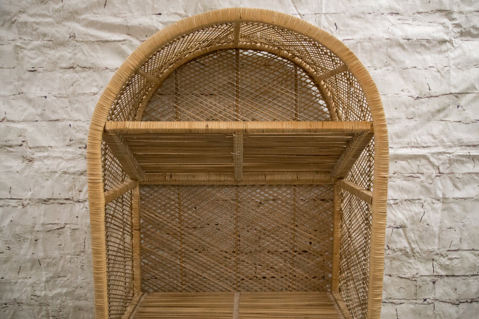 Vintage Wicker Bookshelf/ Wicker Hutch/ Wicker With Etsy